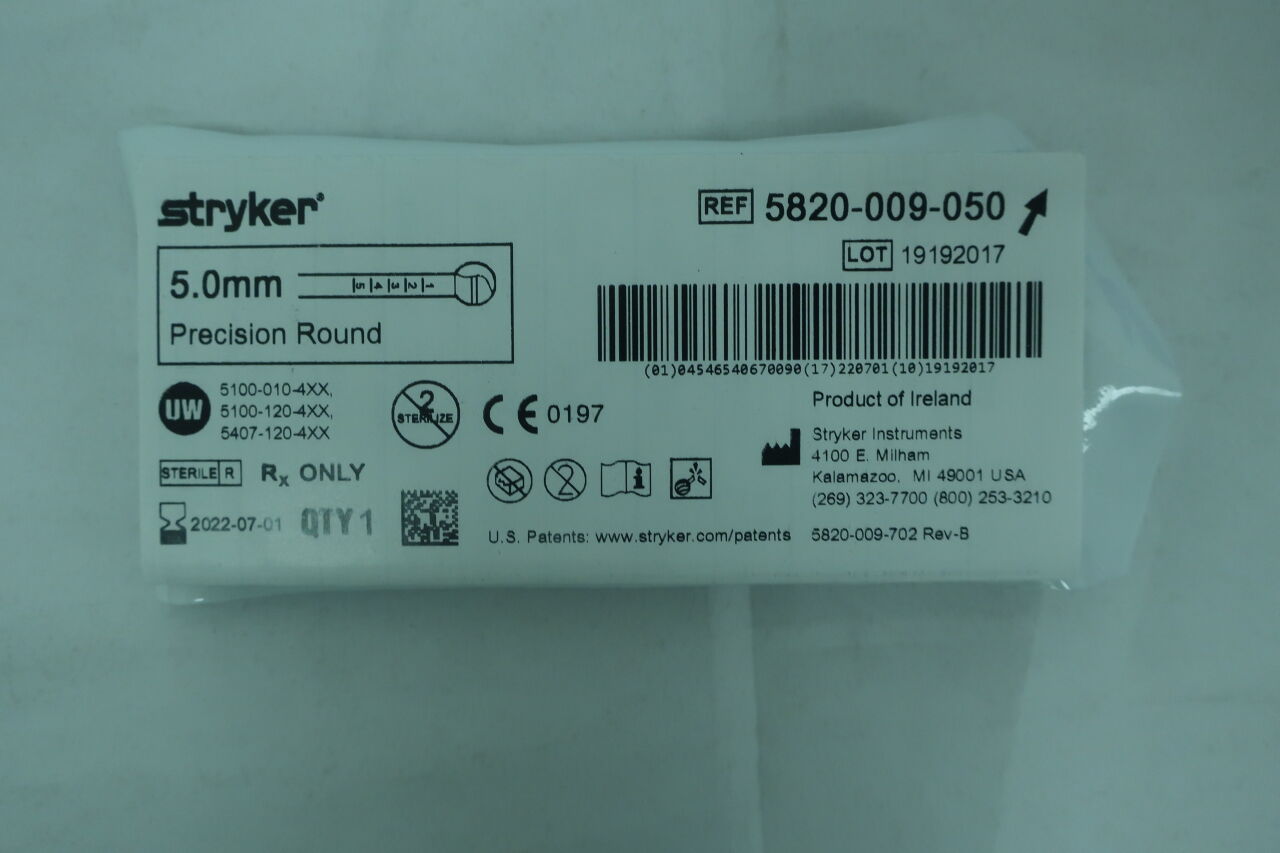 5820-009-050 - STRYKER - Precision Round Flute Burr with RIM Glide Technology, 5 mm, (EA) - ( Expiry Date: 2025-04-01 )