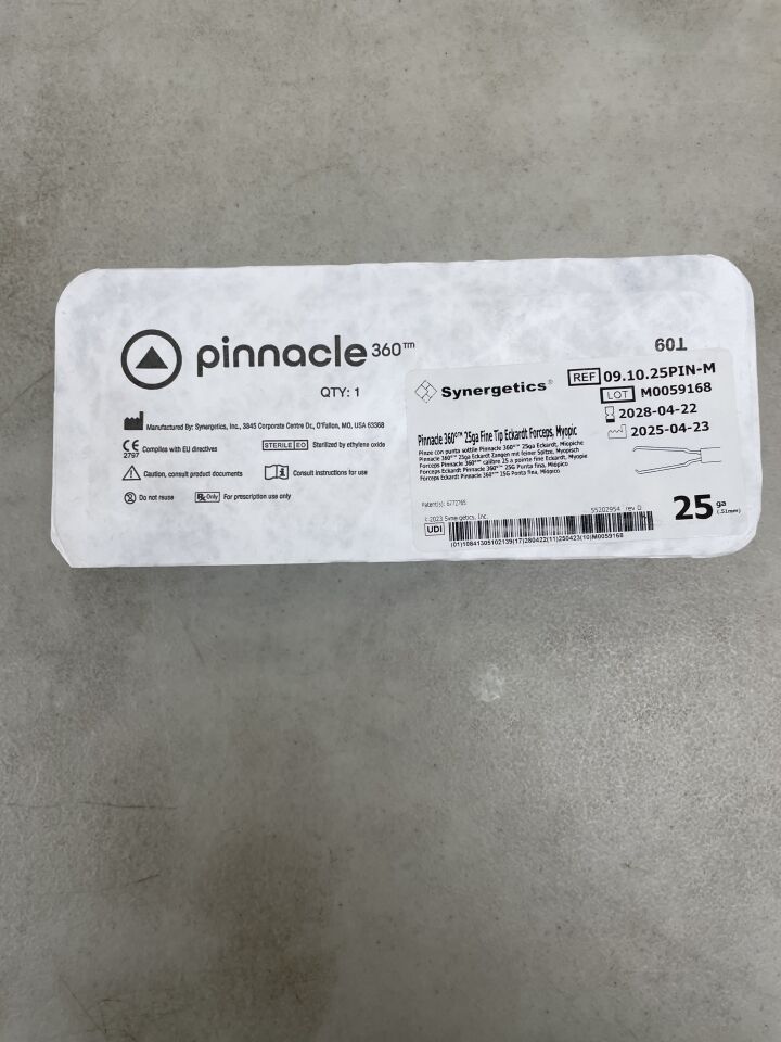 09.10.25PIN-M - SYNERGETICS - Pinnacle 360 25G Fine Tip Eckardt Forceps, Myopic, (EA) - ( Expiry Date: 2028-04-22 )