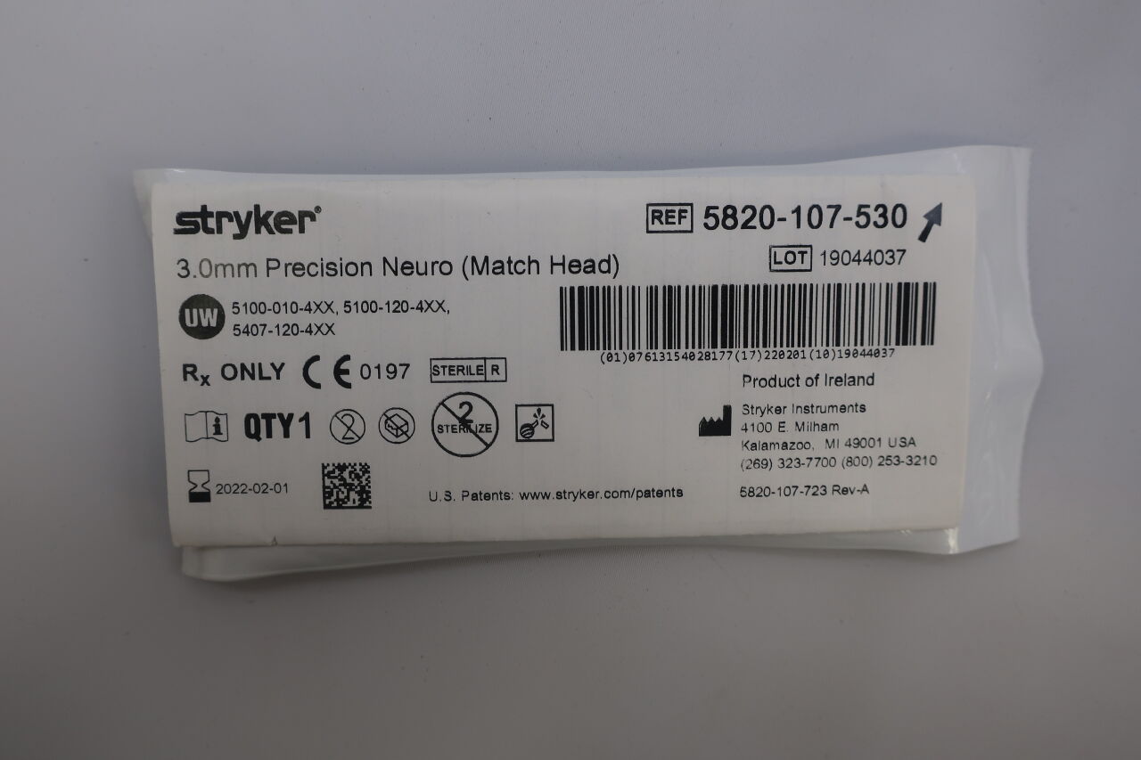 5820-107-530 - STRYKER - Precision Neuro Burr, 3 dia. x 3.8 mm Head Length, (EA) - ( Expiry Date: 2025-09-01 )