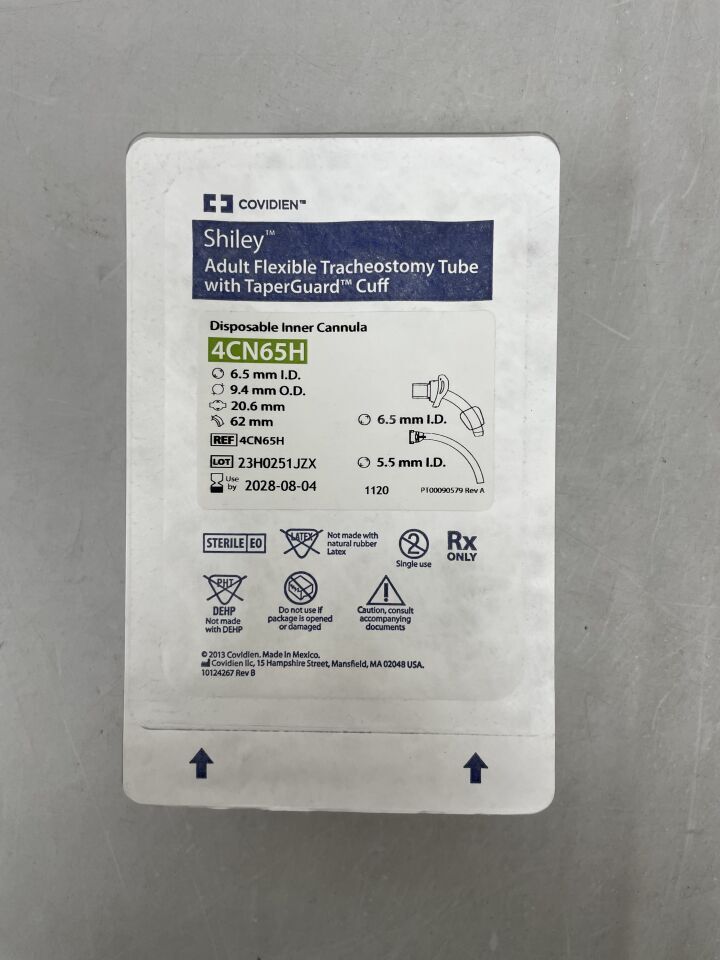 4CN65H - COVIDIEN - Shiley Flexible Tracheostomy Tube w/TaperGuard Cuff, DIC 6.5mm, (EA) - ( Expiry Date: 2028-08-04 )