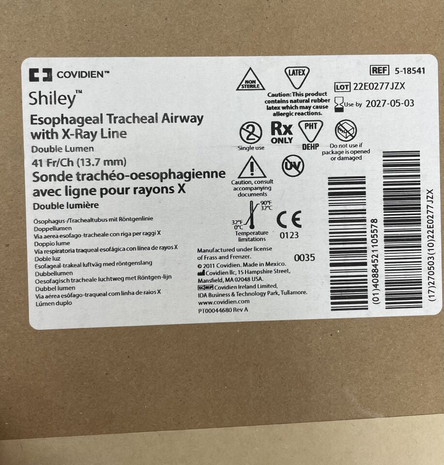 5-18541 - COVIDIEN - Shiley Esophageal Tracheal Airway with X-Ray Line, Double Lumen, 41F/Ch, (BX/1) - ( Expiry Date: 2027-05-03 )