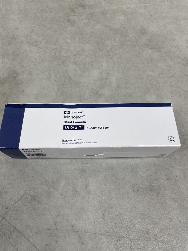 8881202017 - COVIDIEN - Monoject Blunt Cannula, 18G x 1" (1.27 mm x 2.5 cm), (BX/100) - ( Expiry Date: 2099-12-31 )