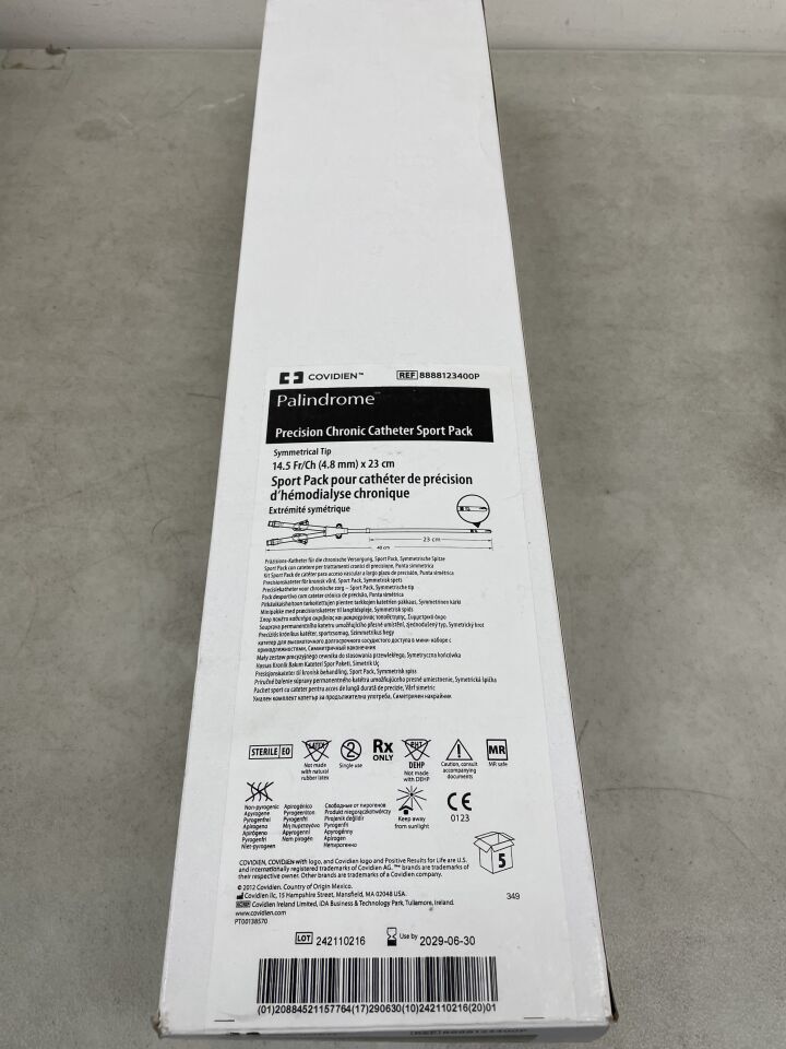 8888123400P - COVIDIEN - Palindrome Precision Chronic Dialysis Catheter, 23 cm Insertion L, 40 cm Overall L, 14.5 Fr, in Sport Pack, (BX/5) - ( Expiry Date: 2029-06-30 )