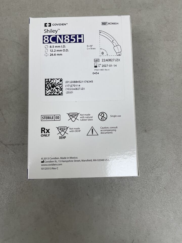 8CN85H - COVIDIEN - Shiley Flexible Tracheostomy Tube w/TaperGuard Cuff, DIC 8.5mm, (BX/1) - ( Expiry Date: 2027-01-14 )
