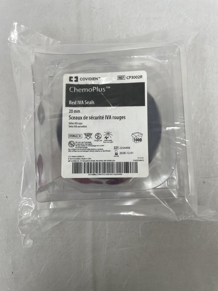 CP3002R - COVIDIEN - ChemoPlus Red IVA Seals, 20mm (1000/Pkg), (EA) - ( Expiry Date: 2026-12-01 )