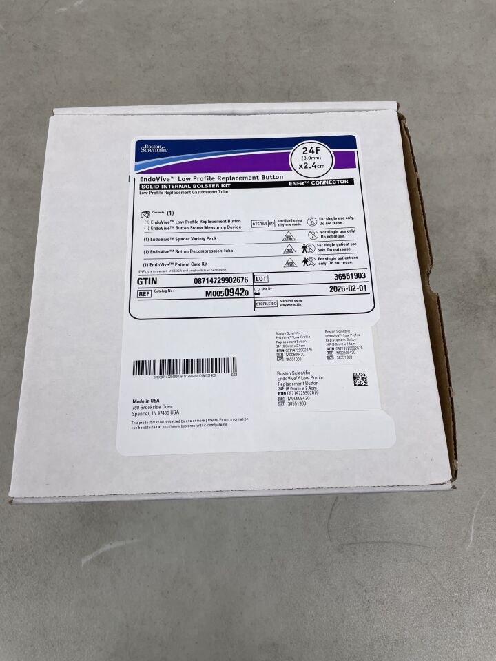 942 - BOSTON SCIENTIFIC - Endovive Low Profile Replacement Button, Solid Internal Bolster Kit with ENFit Connector, 24F x 2.4cm, (BX/1) - ( Expiry Date: 2026-02-01 )