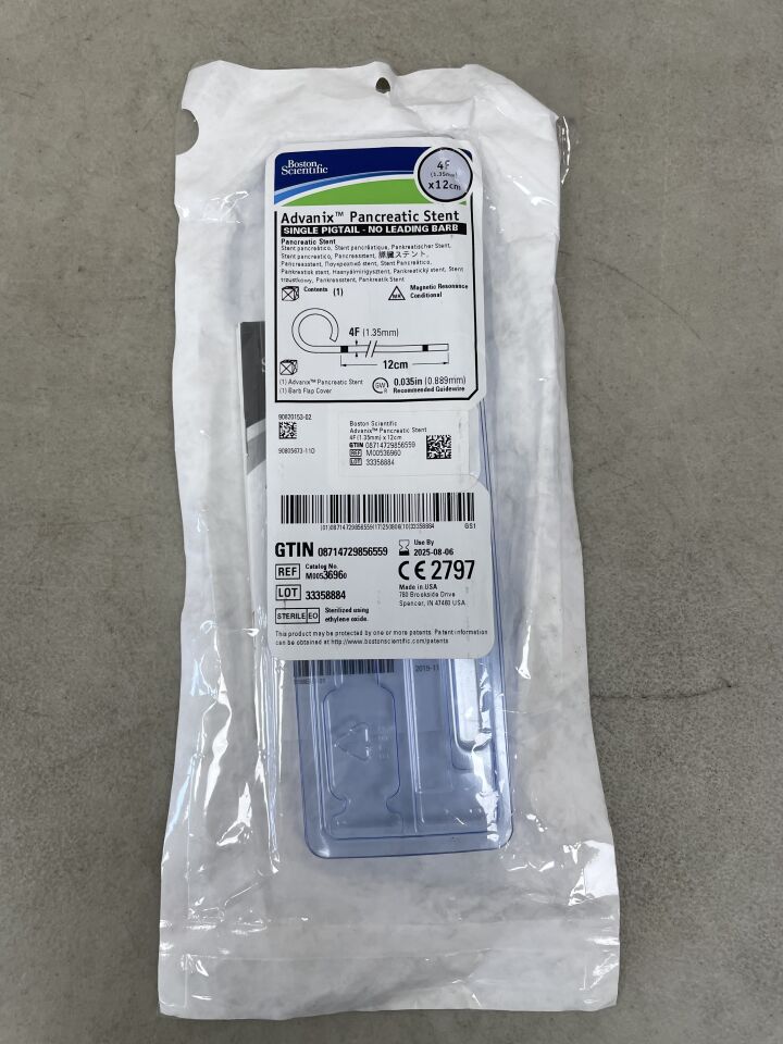 3696 - BOSTON SCIENTIFIC - Advanix Pancreatic Stent - Single Pigtail/No Leading Barb - 4Fr x 12cm, (EA) - ( Expiry Date: 2025-08-06 )
