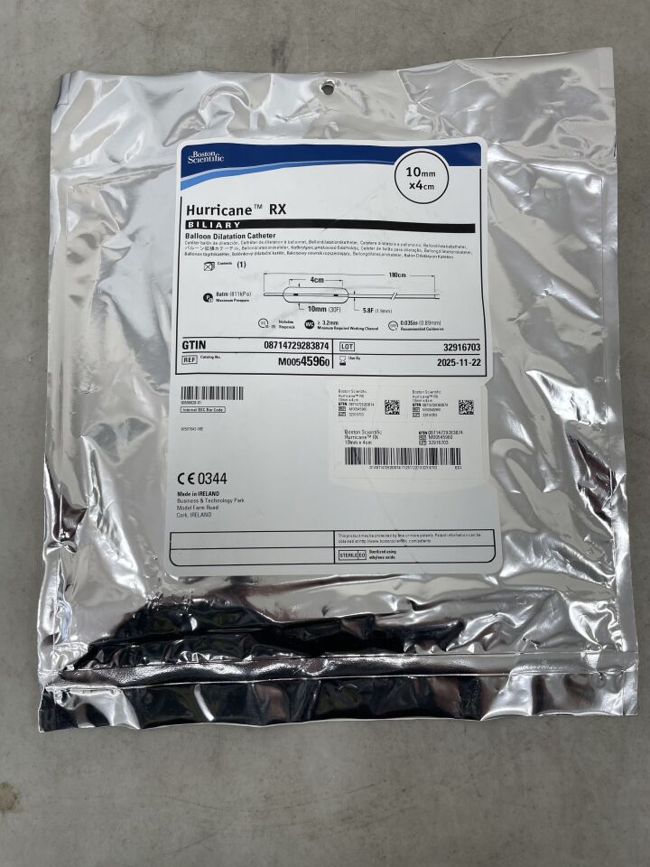 4596 - BOSTON SCIENTIFIC - Hurricane RX Balloon Dilatation Catheter, biliary, 10mm x 4cm ballon, 5.8F x 180cm, (EA) - ( Expiry Date: 2025-11-22 )