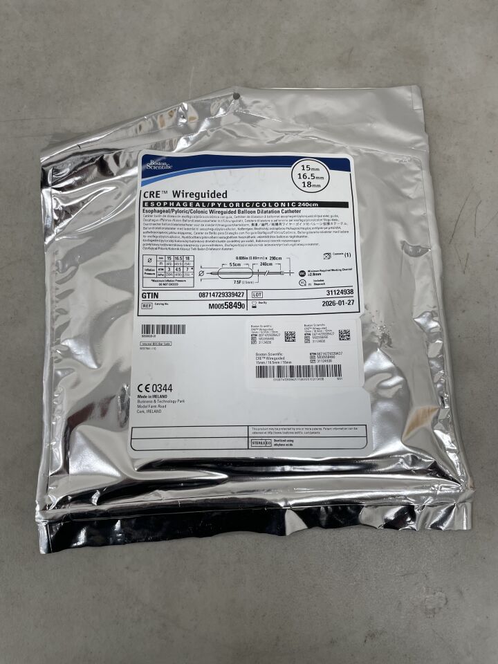 5849 - BOSTON SCIENTIFIC - CRE Wireguided Esophageal/Pyloric/Colonic Balloon Dilatation Catheter, 7.5FR x 240cm, 15mm/16.5mm/18mm, (EA) - ( Expiry Date: 2026-01-27 )