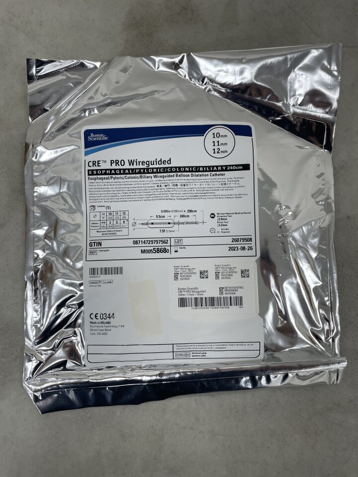 5868 - BOSTON SCIENTIFIC - CRE PRO Wireguided Balloon Dilatation Catheter - Esophageal/Pyloric/Colonic/Biliary - 10mm x 11mm x 12mm, (EA) - ( Expiry Date: 2025-12-18 )