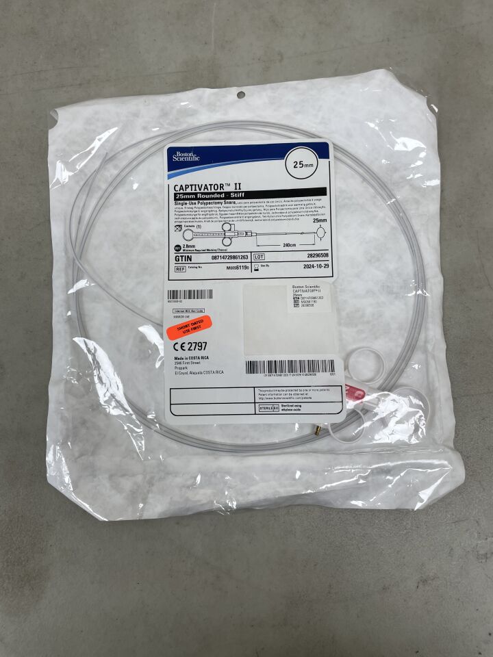 6119 - BOSTON SCIENTIFIC - Captivator II Single-Use Polypectomy Snare - Rounded/Stiff - 25mm x 240cm, (EA) - ( Expiry Date: 2024-10-29 )