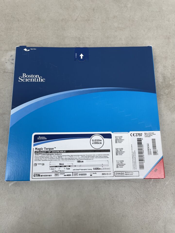 46591 - BOSTON SCIENTIFIC - Magic Torque Glidex Coated Hydrophilic Guidewire - Straight Tip (Shapeable) - .035" x 180cm, (BX/3) - ( Expiry Date: 2026-03-27 )