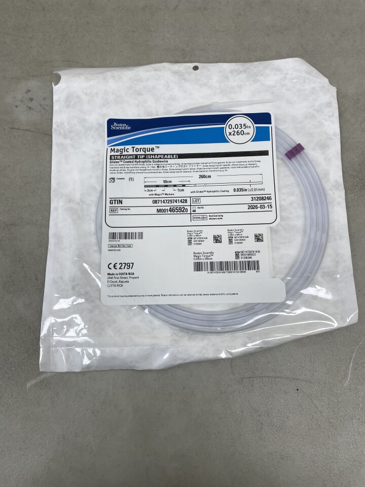 46592 - BOSTON SCIENTIFIC - Magic Torque Glidex Coated Hydrophilic Guidewire - Straight Tip (Shapeable) - .035" x 260cm, (EA) - ( Expiry Date: 2026-03-15 )
