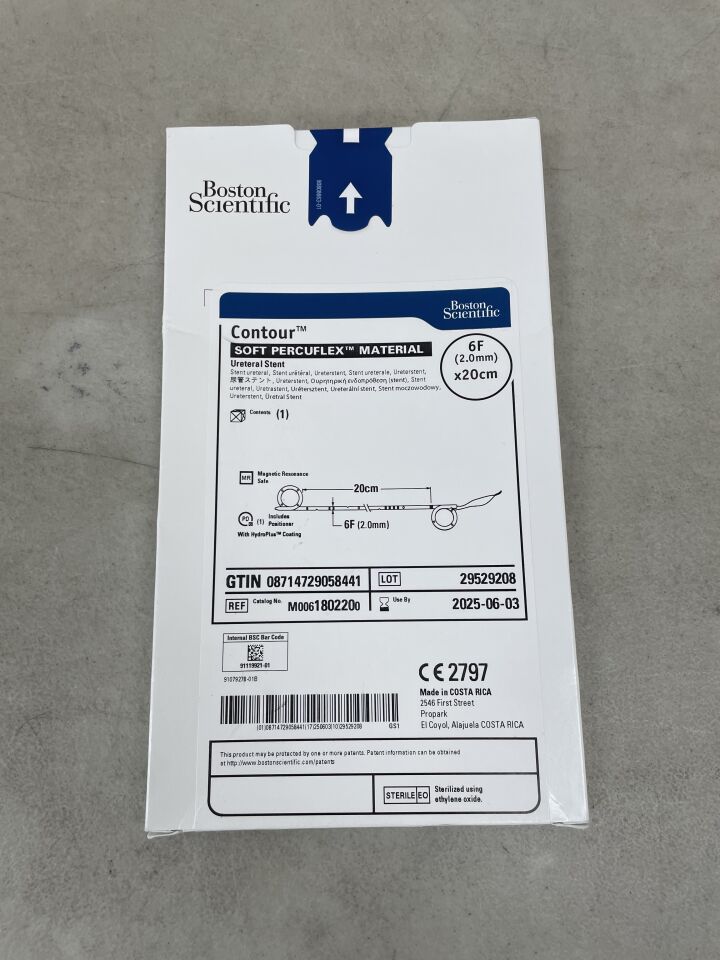 180220 - BOSTON SCIENTIFIC - Contour Ureteral Stent - Soft Percuflex Material - 6Fr x 20cm, (BX/1) - ( Expiry Date: 2025-06-03 )