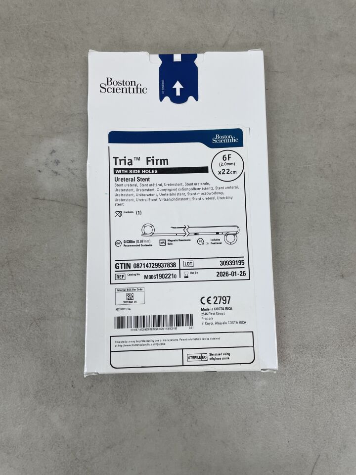 190221 - BOSTON SCIENTIFIC - Tria Firm Ureteral Stent with Side Holes - 6Fr x 22cm, (BX/1) - ( Expiry Date: 2026-01-26 )