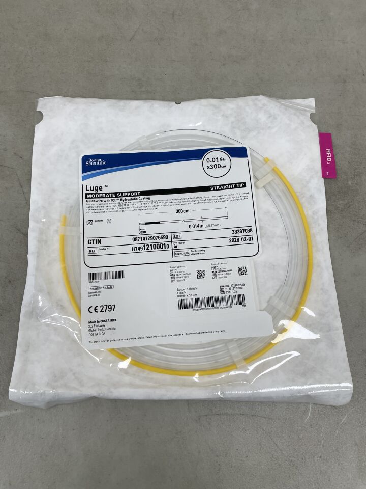 1210001 - BOSTON SCIENTIFIC - Luge Guidewire - ICE Hydrophilic Coating - Moderate Support, Straight Tip - .014" x 300cm, (EA) - ( Expiry Date: 2026-02-07 )