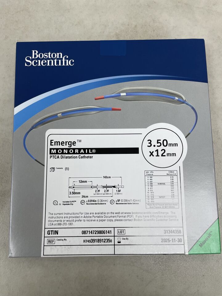 391891235 - BOSTON SCIENTIFIC - Emerge Monorail PTCA Dilatation Catheter - 3.50mm x 12mm, (BX/1) - ( Expiry Date: 2025-10-19 )