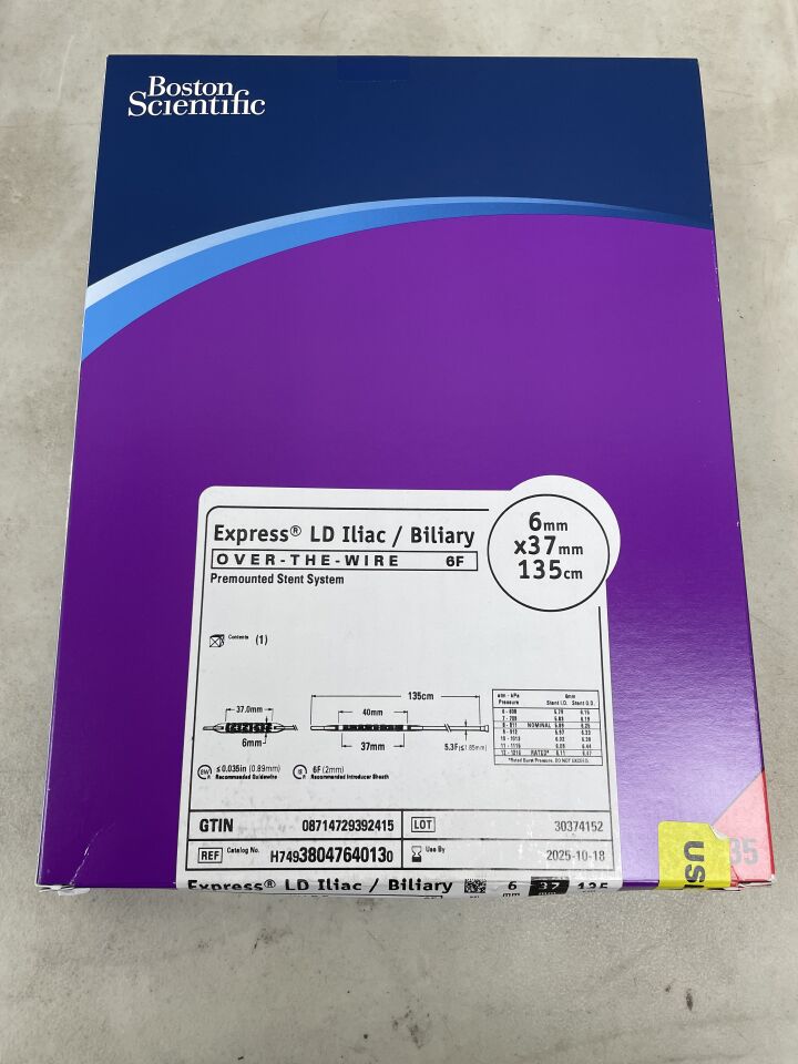 3804764013 - BOSTON SCIENTIFIC - Express LD Iliac/Biliary OTW Premounted Stent System - 6mm x 37mm x 135cm, (BX/1) - ( Expiry Date: 2025-10-18 )