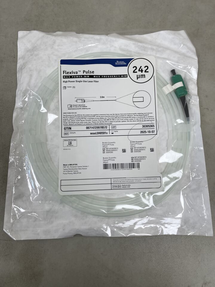 L840591 - BOSTON SCIENTIFIC - Flexiva Pulse High Power Laser Fiber, Max Power 50W, Max Frequency 80HZ, 242 µm, (EA) - ( Expiry Date: 2025-10-07 )