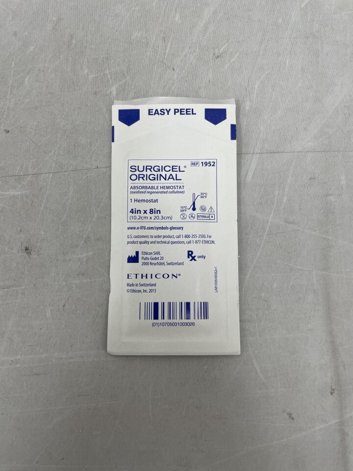 1952 - ETHICON - Surgicel Original Absorbable Hemostat, 4 x 8 in., (EA) - ( Expiry Date: 2026-05-31 )