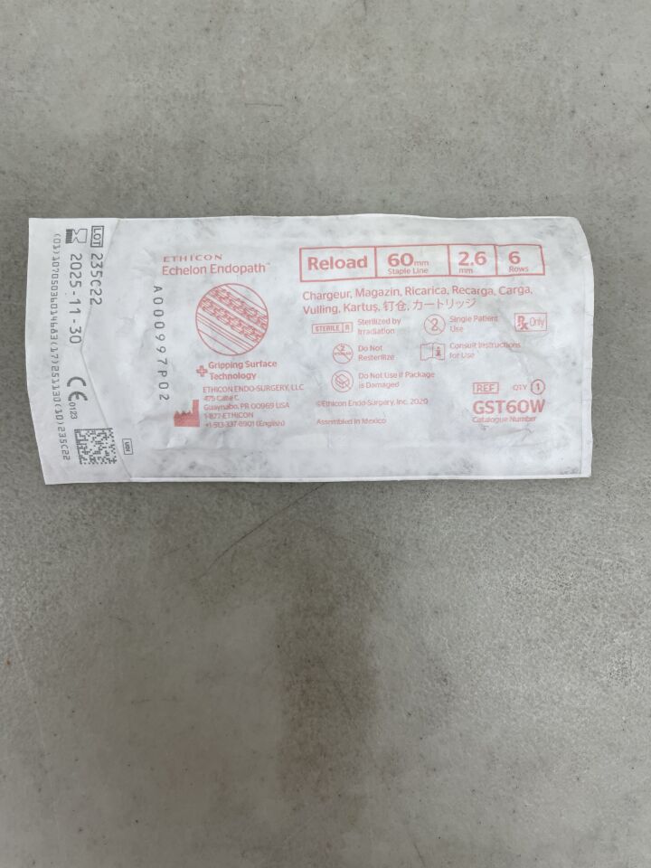 GST60W - ETHICON - Echelon Endopath Stapler Reload with Gripping Surface Technology, White, 2.6 Open x 1 mm Closed Height, (EA) - ( Expiry Date: 2025-11-30 )