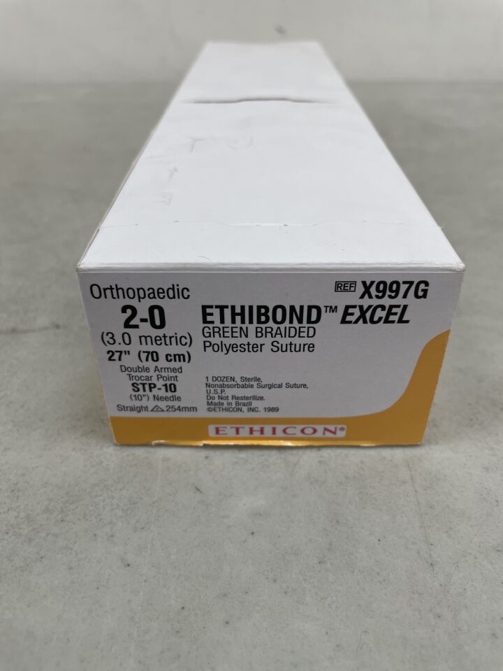 X997G - ETHICON - Ethibond Excel Non-Absorbable Braided Polyester Suture, Size 2-0, 27 in. Length, STP-10, STP-10 Needle, (BX/12) - ( Expiry Date: 2025-10-31 )