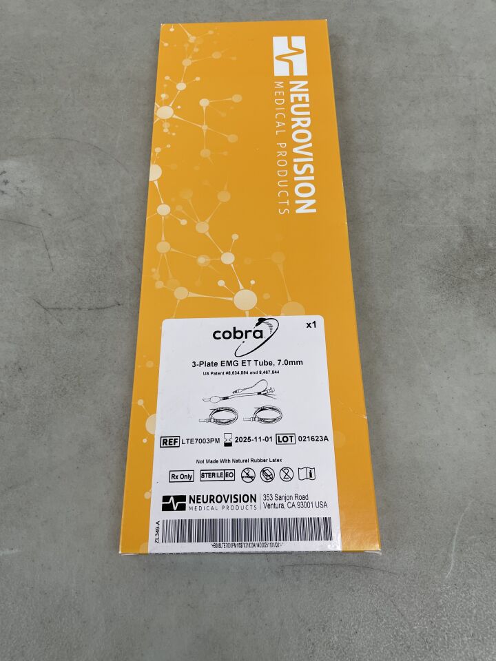 LTE7003PM - NEUROVISION - Cobra 3-Plate EMG ET Tube & Two Subdermal Needles 7.0mm, (BX/1) - ( Expiry Date: 2025-11-01 )