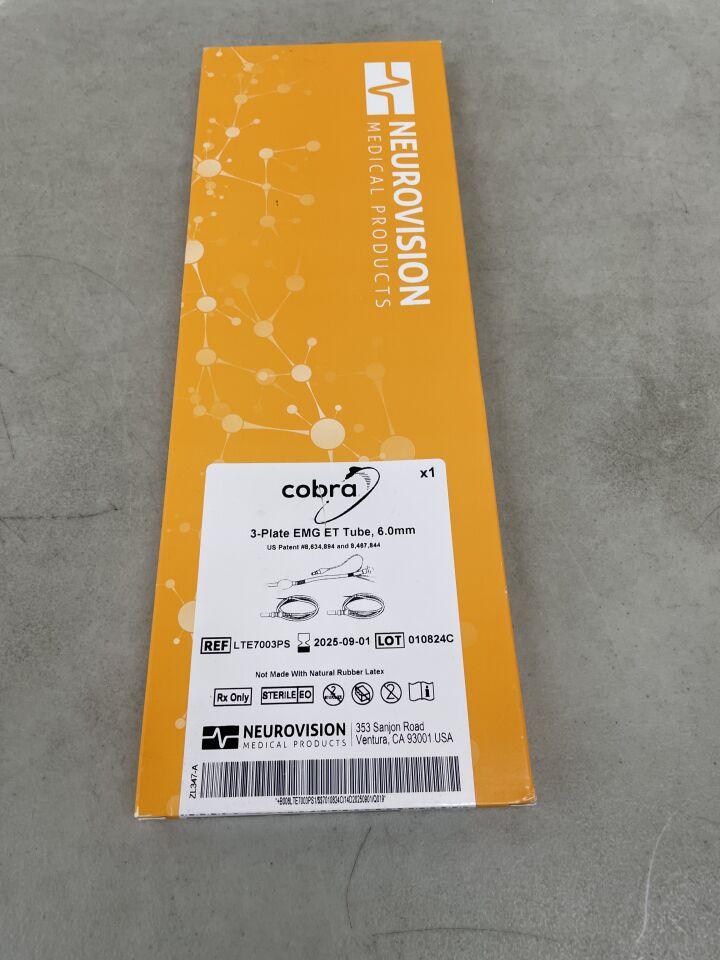 LTE7003PS - NEUROVISION - Cobra 3-Plate EMG ET Tube & Two Subdermal Needles 6.0mm, (BX/1) - ( Expiry Date: 2025-09-01 )