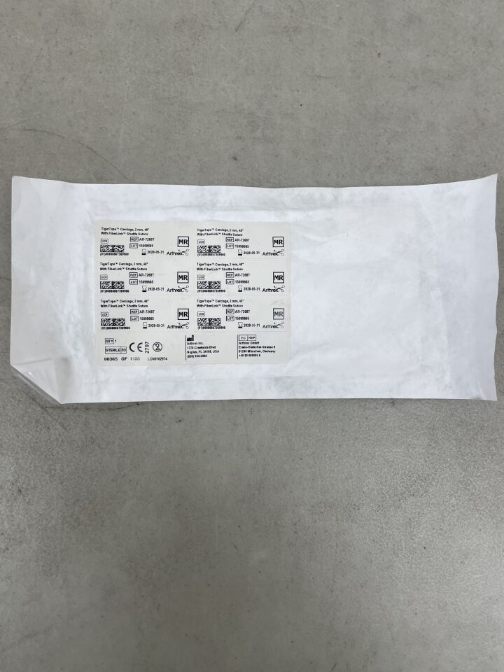 AR-7268T - ARTHREX - TigerTape Cerclage 2mm w/FiberLink Suture Shuttle 48", (EA) - ( Expiry Date: 2028-05-31 )