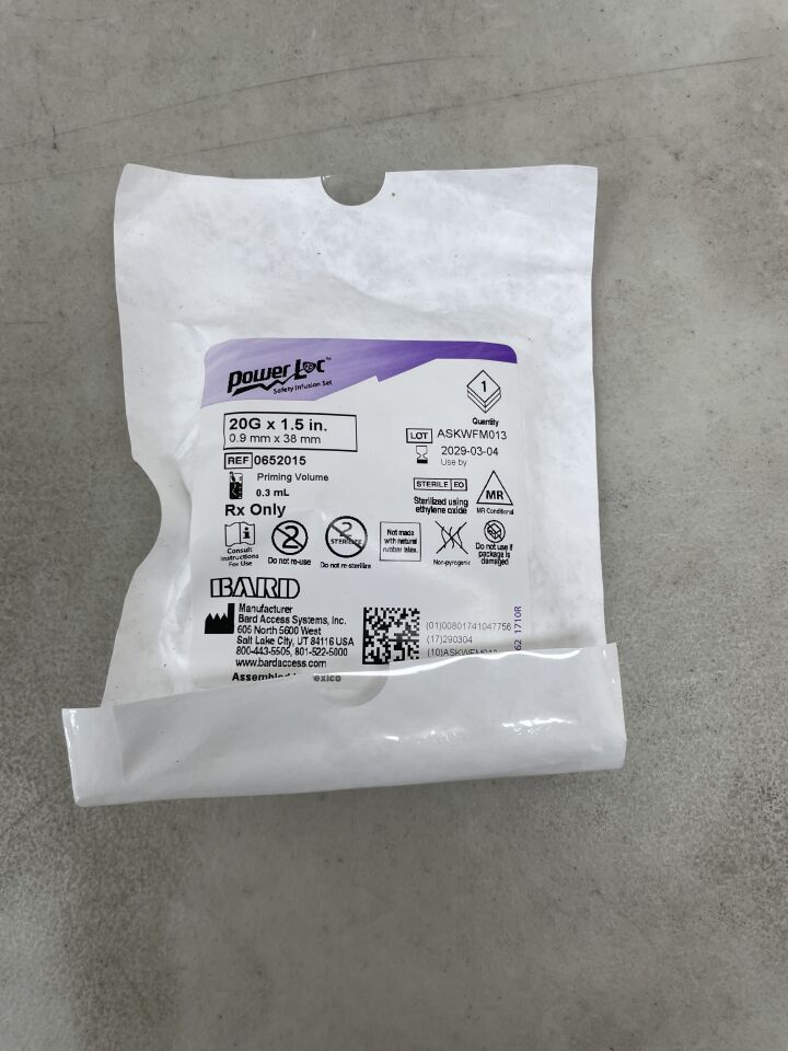 652015 - BARD - PowerLoc Safety Infusion Set w/o Y Site 20G x 1.5", (EA) - ( Expiry Date: 2029-03-04 )