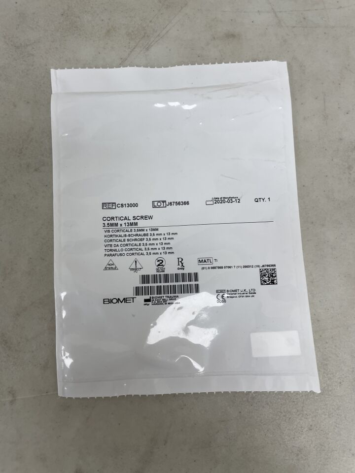 CS13000 - BIOMET - Cortical Screw, 3.5 x 13mm, (EA) - ( Expiry Date: 2099-12-31 )