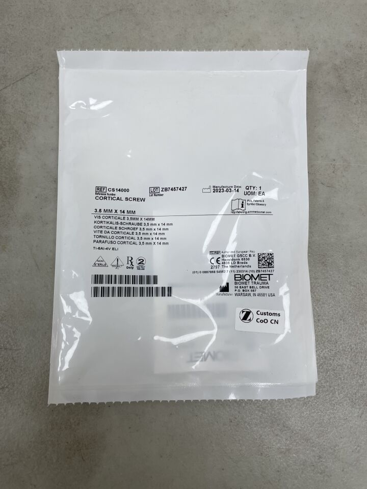 CS14000 - BIOMET - Cortical Screw, 3.5 x 14mm, (EA) - ( Expiry Date: 2099-12-31 )