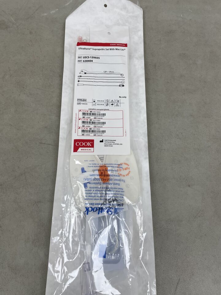 G30404 - COOK - Ultrathane Suprapubic Catheter Set with Mac-Loc, 12 Fr Size, 25 cm Length, (EA) - ( Expiry Date: 2026-09-08 )