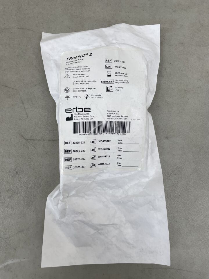 20325-222 - ERBE MEDICAL - ErbeFlo 2 Disposable Endoscopy Pump Tubing/Cap Set, Single-Use, (EA) - ( Expiry Date: 2028-03-02 )