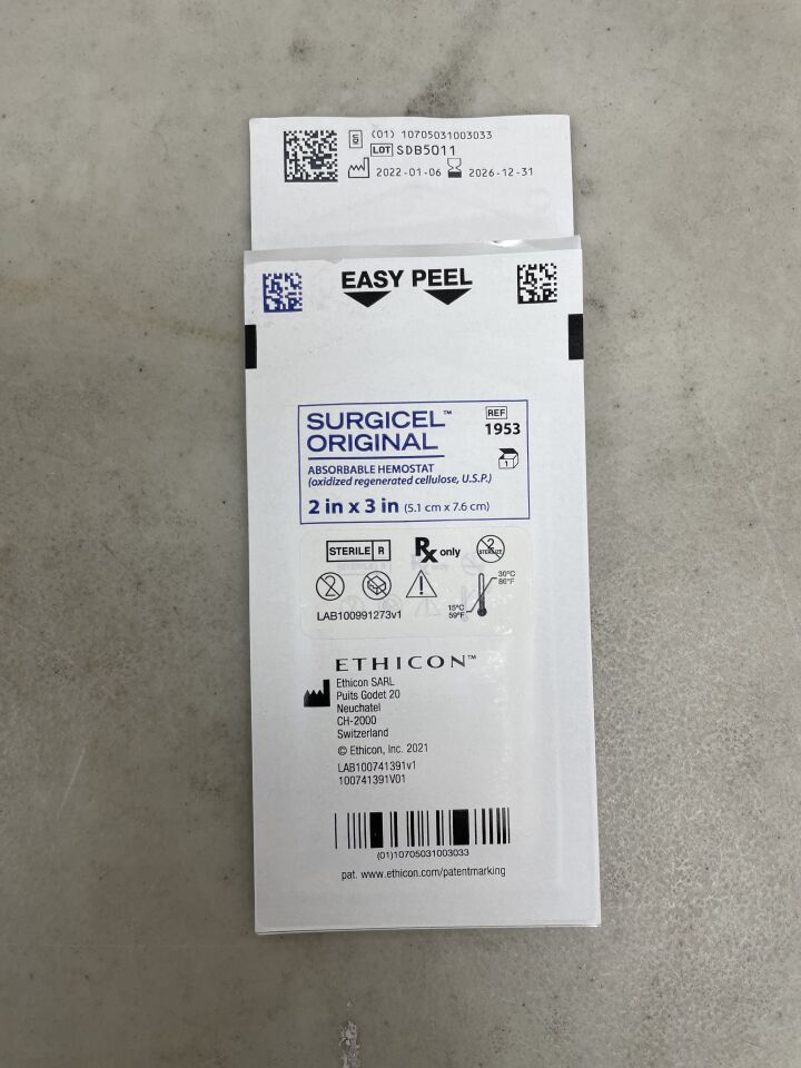 1953 - ETHICON - Surgicel Original Absorbable Hemostat, 2 x 3 in., (EA) - ( Expiry Date: 2026-12-31 )