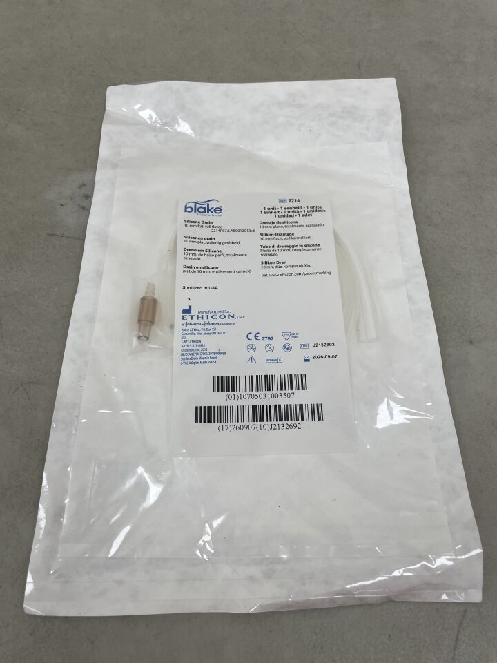 2214 - ETHICON - Blake Flat Full Fluted Silicone Drains, 10 mm, (EA) - ( Expiry Date: 2026-09-07 )