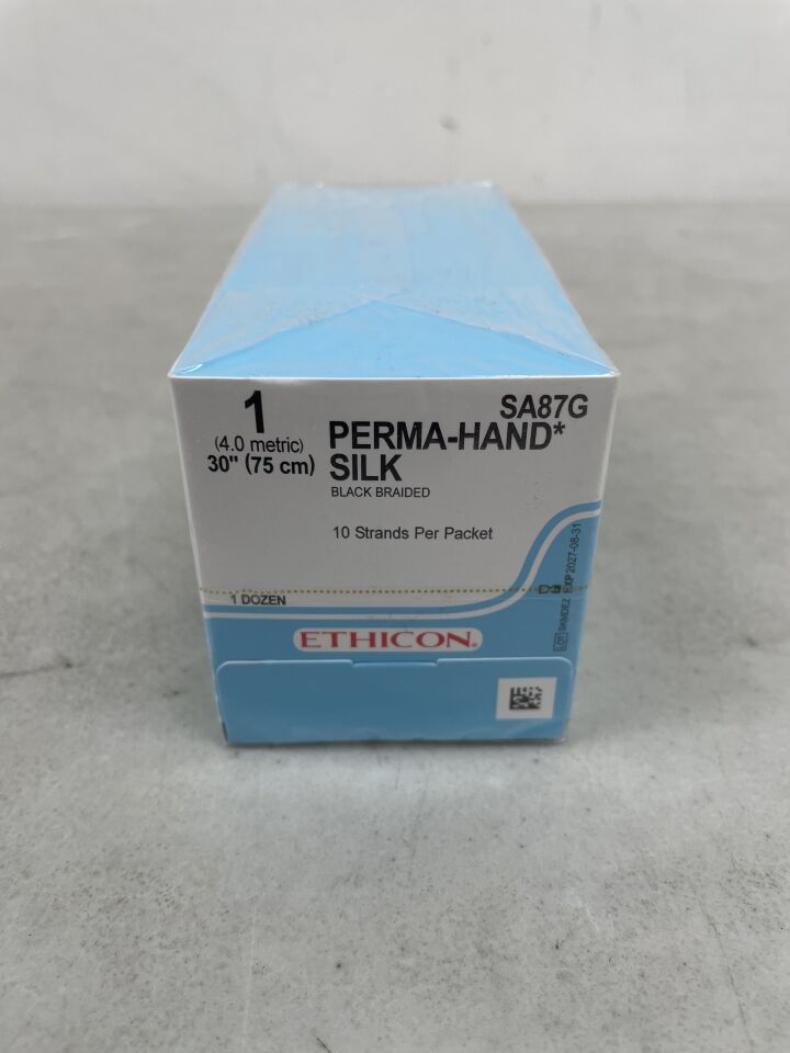 SA87G - ETHICON - Perma-Hand Non-Absorbable Braided Silk Suture, Size 1, 30 in. Length, (BX/12) - ( Expiry Date: 2027-08-31 )