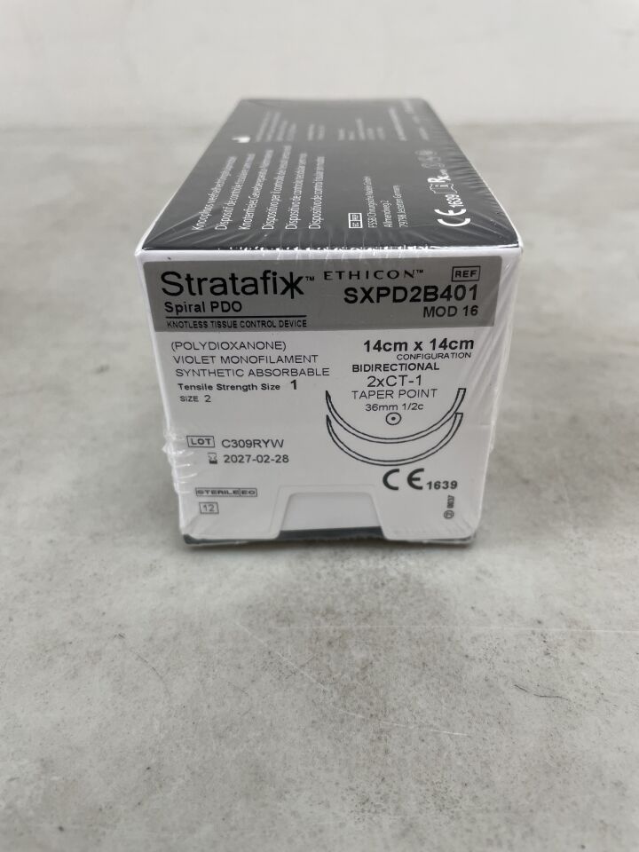 SXPD2B401 - ETHICON - Stratafix Spiral PDO Absorbable Monofilament Suture, Size 0, 6 in. Length, CT-1 Needle, (BX/12) - ( Expiry Date: 2027-02-28 )