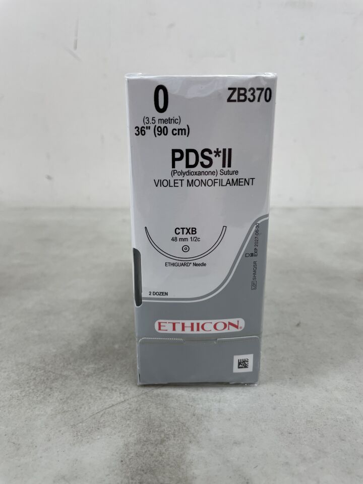 ZB370 - ETHICON - PDS II Absorbable Monofilament Polydioxanone Suture, Size 0, 36 in. Length, CTXB Needle, (BX/24) - ( Expiry Date: 2027-06-30 )