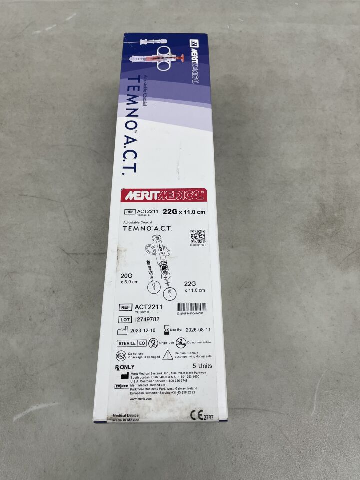ACT2211 - MERIT MEDICAL - Temno Act Biopsy Device, 22G x 11cm, (BX/5) - ( Expiry Date: 2026-08-11 )
