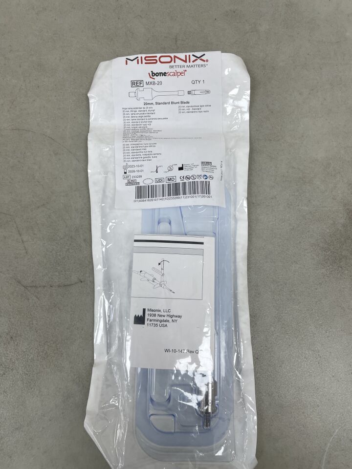 MXB-20 - MISONIX - BoneScalpel Standard Blade, 20 L x 6.4 mm W, (EA) - ( Expiry Date: 2026-10-01 )