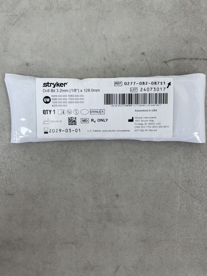 0277-082-087S1 - STRYKER - Drill Bit, 3.2mm x 128mm, (EA) - ( Expiry Date: 2029-03-01 )