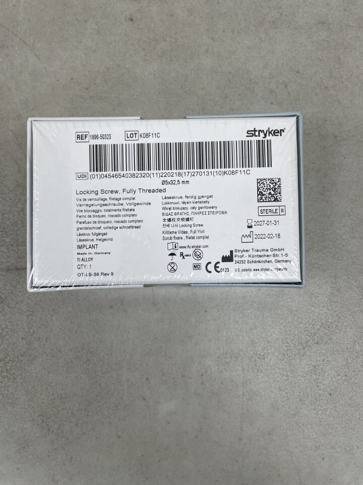 1896-5032S - STRYKER - 5mm Locking Screw - Fully Threaded / 32mm, (BX/1) - ( Expiry Date: 2027-01-31 )