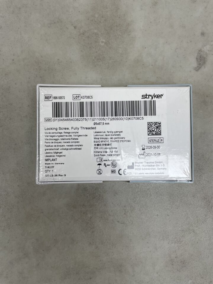 1896-5057S - STRYKER - 5mm Locking Screw - Fully Threaded / 57mm, (BX/1) - ( Expiry Date: 2026-09-30 )