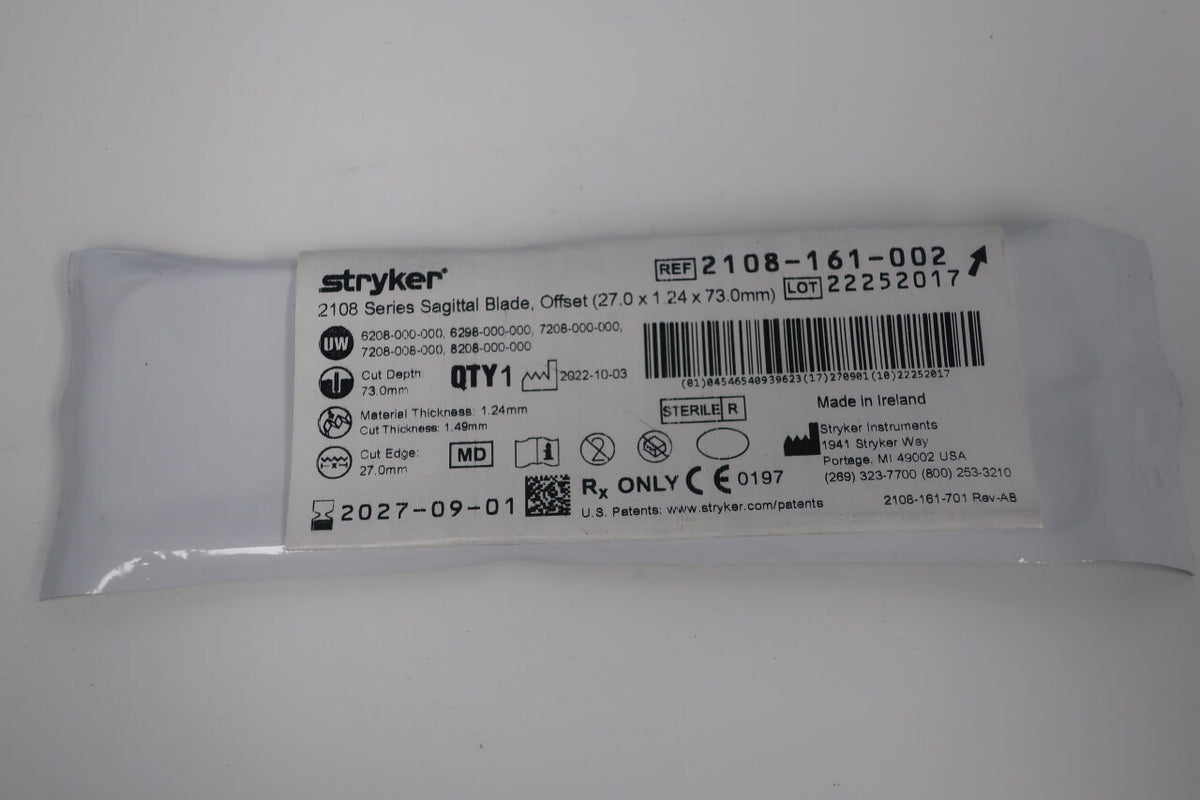 2108-161-002 - STRYKER - 2108 Series Sagittal Blade, Offset (27.0 x 1.24 x 73.0mm), ()