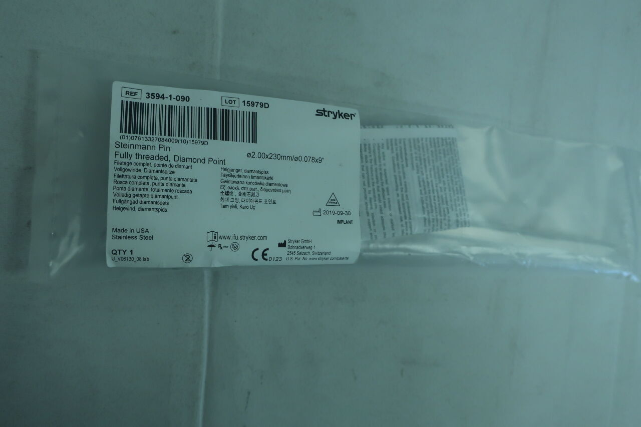 3594-1-090 - STRYKER - Steimann Pin Fully threaded, Diamond Point, (EA) - ( Expiry Date: 2099-12-31 )