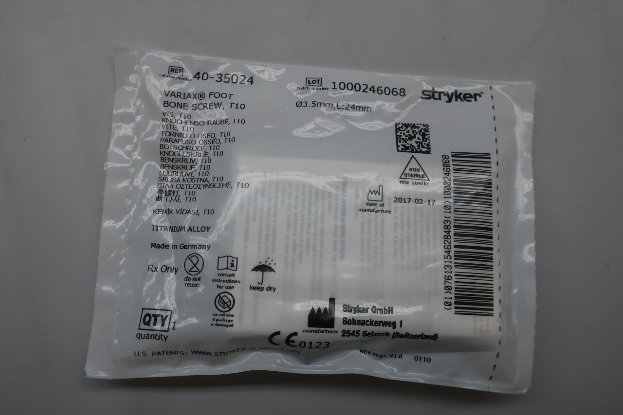 40-35024 - STRYKER - 40-35024 : Variax Foot Bone Screw, T10, (EA) - ( Expiry Date: 2099-12-31 )