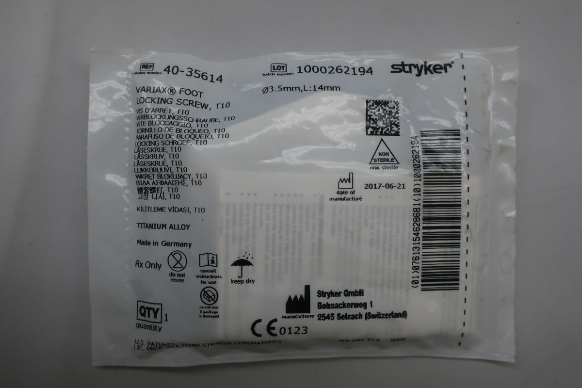 40-35614 - STRYKER - 40-35614 : Variax Foot Locking Screw, T10, (EA)