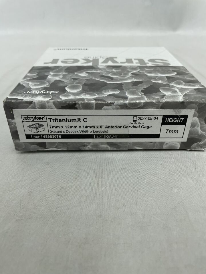 48982076 - STRYKER - Tritanium C Anterior Cervical Cage 7mm x 12mm x 14mm x 6 Degrees, (BX/1) - ( Expiry Date: 2027-09-04 )