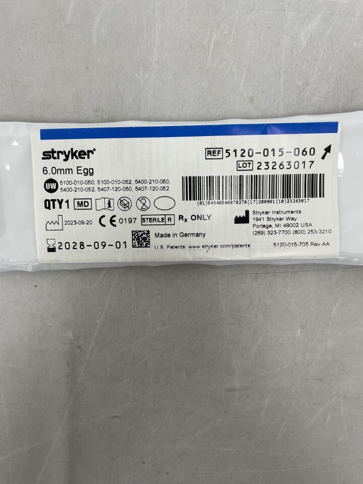 5120-015-060 - STRYKER - TPS Elite Egg Burr, Medium Tip, 6 mm, (EA) - ( Expiry Date: 2028-09-01 )